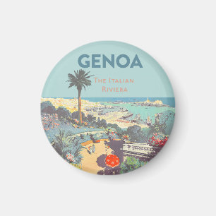 Oude reisposter van Genoa Italiaanse Riviera 1931 Magneet