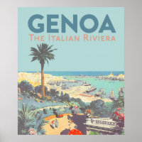 Oude reisposter van Genoa Italiaanse Riviera 1931