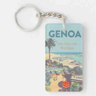 Oude reisposter van Genoa Italiaanse Riviera 1931 Sleutelhanger