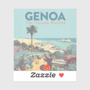 Oude reisposter van Genoa Italiaanse Riviera 1931 Sticker
