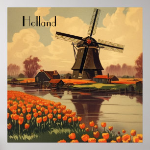 Oude reisposter van Holland, aanpasbaar Poster