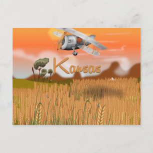 Oude reisposter van Kansas tarweveld Briefkaart