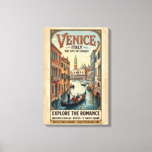 Oude reisposter van Venetië Italië Canvas Afdruk