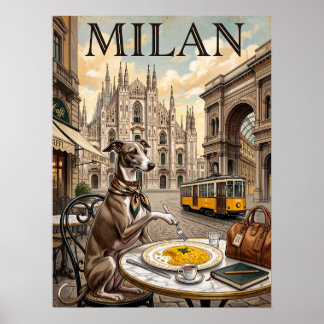 Oude Reisposters | Milaan Italië Hond Poster