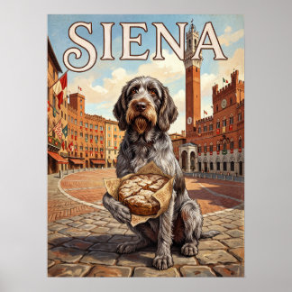 Oude Reisposters | Siena Italië Hond Toscane Poster