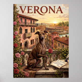 Oude Reisposters | Verona Italië Hond Romantiek Poster