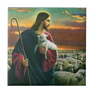 Oude Religie, Christus Goede Herder met Kudde Tegeltje