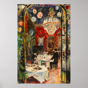 Oude restauranterinterieurprint Elegant diner Poster