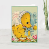 Oude Retro Baby Kuiken Pasen Groeten Custom Feestdagen Kaart (Voorkant)
