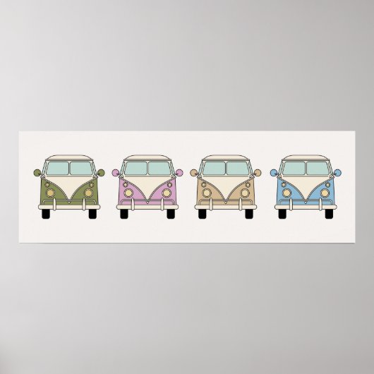 Oude Retro Camper Vans Bussen Poster (Voorkant)