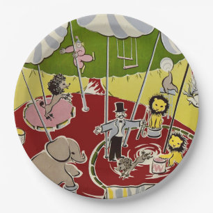 Oude Retro Circus Dieren Ring Thema Papieren Bordje