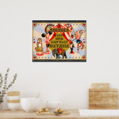 Oude Retro Circus Verjaardagsfeest Custom Banner Poster (Keuken)