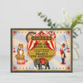 Oude Retro Circus Verjaardagsfeestje Kaart (Staand voorkant)