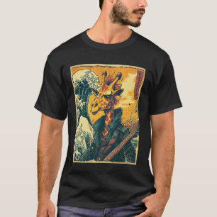Oude Retro Japanse Giraffe Punk Gitarist Vint T-shirt