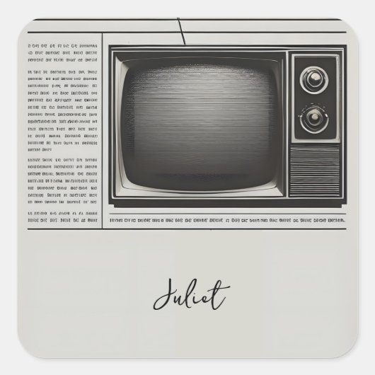 Oude Retro Krant Bruiloft Feestje Vierkante Sticker (Voorkant)