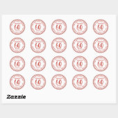 Oude Retro Rode Witte Gingham Geruit Aangepaste Te Ronde Sticker (Vel)