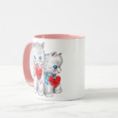 Oude Retro Valentijnsdag Katten, Pluizige Kittens Mok (Voorkant links)