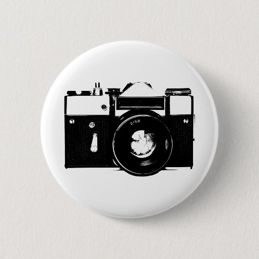Oude retromonochrome SLR-camera Ronde Button 5,7 Cm (Voorkant)