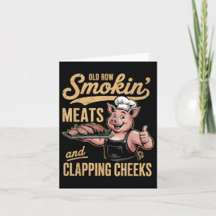 Oude rijen roken vlees en klappende wangen Grappig Kaart