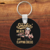 Oude rijen roken vlees en klappende wangen Grappig Sleutelhanger (Voorkant)