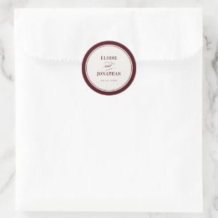Oude Rijkdom Moderne Formele Bordeaux Luxe Trouw Ronde Sticker