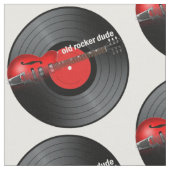 Oude Rocker Guy Guitar en Record Pattern Stof (Close Up)