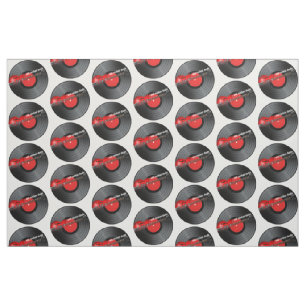 Oude Rocker Guy Guitar en Record Pattern Stof