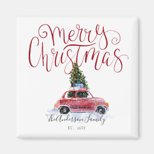 Oude Rode Auto Kerstmagneet Magneet