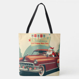 Oude rode auto & Kerstman Draagtas