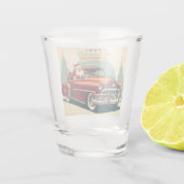 Oude rode auto & Kerstman Shot Glas (Achterkant)