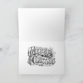 Oude rode auto Kerstmis Kaart (Binnen)