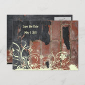 Oude rode baksteen Bewaar de datum Aankondigingskaart (Voorkant / Achterkant)