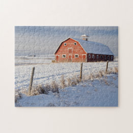 Oude Rode Barn in Winter Wonderland Legpuzzel