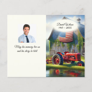 Oude Rode Boerderij Tractor Funeral Flyer