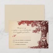 oude rode boom vintage bruiloft rsvp ontwerp kaartje (Voorkant / Achterkant)