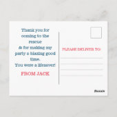 Oude rode brandweerauto / brandweermotor Bedankt Briefkaart (Achterkant)