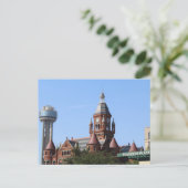 Oude Rode Courthouse en Reunion Tower # 1 Briefkaart (Staand voorkant)