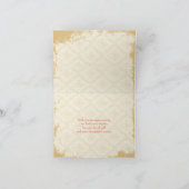 Oude rode gouden klaproos bloemen trouw huwelijks bedankkaart (Binnen)