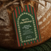 Oude rode groene strepen handgemaakte cadeau Kerst Cadeaulabel