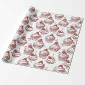Oude rode Kerstmis Cadeaupapier (Uitgerold)