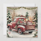  oude rode kersttruck feestdagenkaart (Voorkant)