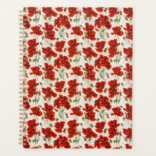 Oude Rode Klaproos Bloempatroon Botanische Kunst Planner