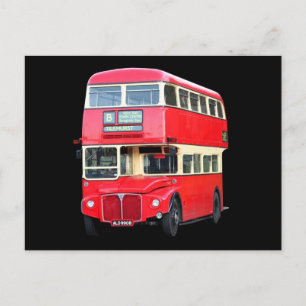 Oude rode Londense bus van rond 1950 Briefkaart