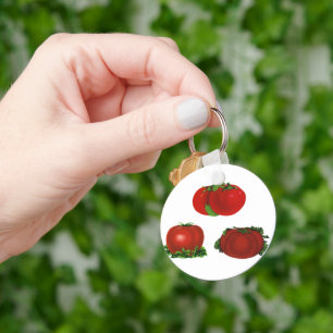 Oude rode rijpe tomaten eten, fruit, groenten sleutelhanger