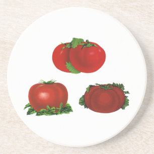 Oude rode rijpe tomaten eten, fruit, groenten zandsteen onderzetter