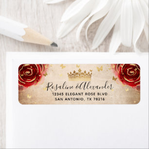 Oude Rode Roos Zwarte Gouden Kroon Retouradres Etiket