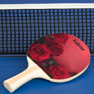 Oude Rode Rozen Aangepaste Naam Tafeltennisbatje