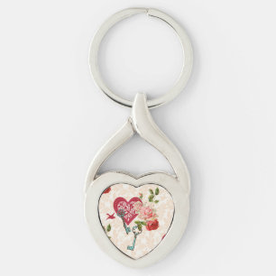 Oude rode rozen & sleutel tot mijn hart Valentijn Sleutelhanger