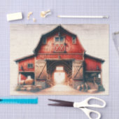 Oude Rode Schuur Rustiek Land Bruiloft Tissuepapier (Craft)