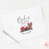 Oude Rode Tractor Heart Bride Boerderij Hand Ronde Sticker (Envelop)